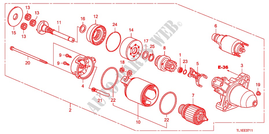 ANLASSER(DENSO)(DIESEL)(AT) für Honda ACCORD 2.2 ELEGANCE 4 Türen 5 gang automatikgetriebe 2010