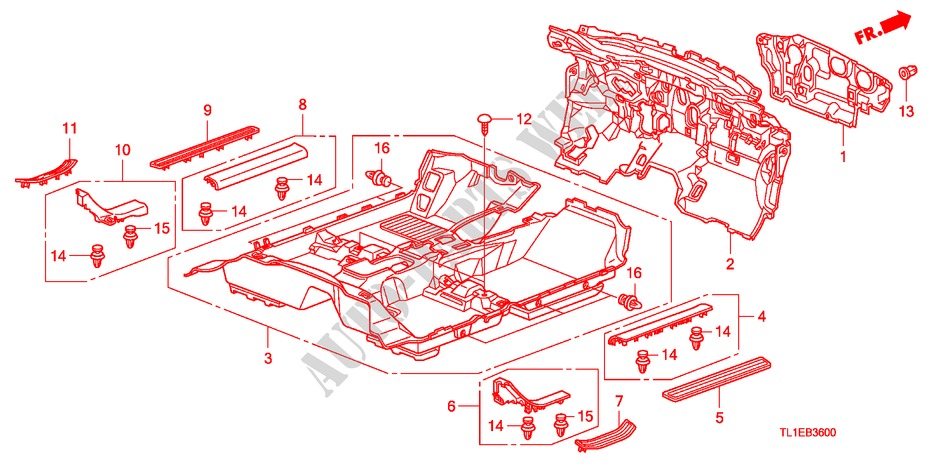 BODENMATTE für Honda ACCORD 2.0 COMFOT 4 Türen 6 gang-Schaltgetriebe 2011