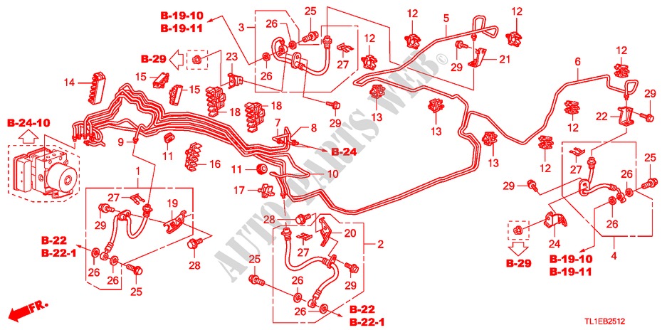 BREMSLEITUNGEN(VSA)(DIESEL)(LH) für Honda ACCORD 2.2 TYPE S-H 4 Türen 6 gang-Schaltgetriebe 2011