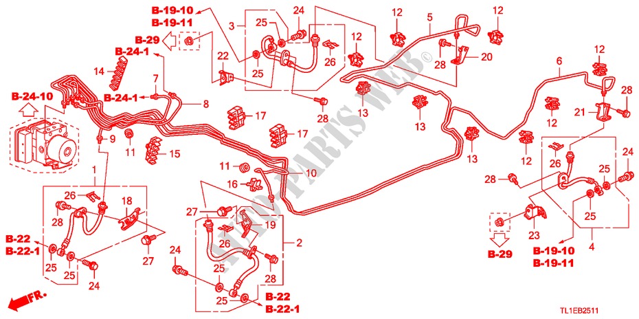 BREMSLEITUNGEN(VSA)(RH) für Honda ACCORD 2.4 S 4 Türen 6 gang-Schaltgetriebe 2010