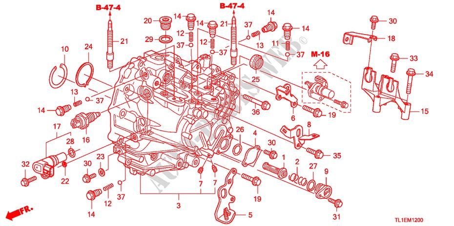 GETRIEBEGEHAEUSE(DIESEL) für Honda ACCORD 2.2 S-H 4 Türen 6 gang-Schaltgetriebe 2010