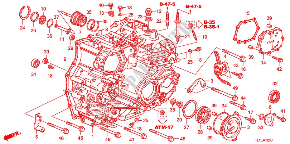 GETRIEBEGEHAEUSE(DIESEL) für Honda ACCORD 2.2 EXECUTIVE 4 Türen 5 gang automatikgetriebe 2011