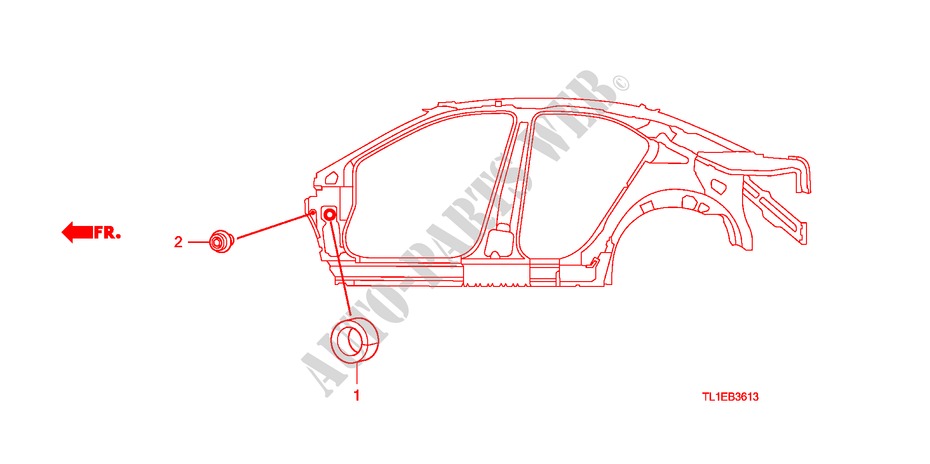 GUMMITUELLE(SEITEN) für Honda ACCORD 2.0 COMFOT 4 Türen 6 gang-Schaltgetriebe 2011