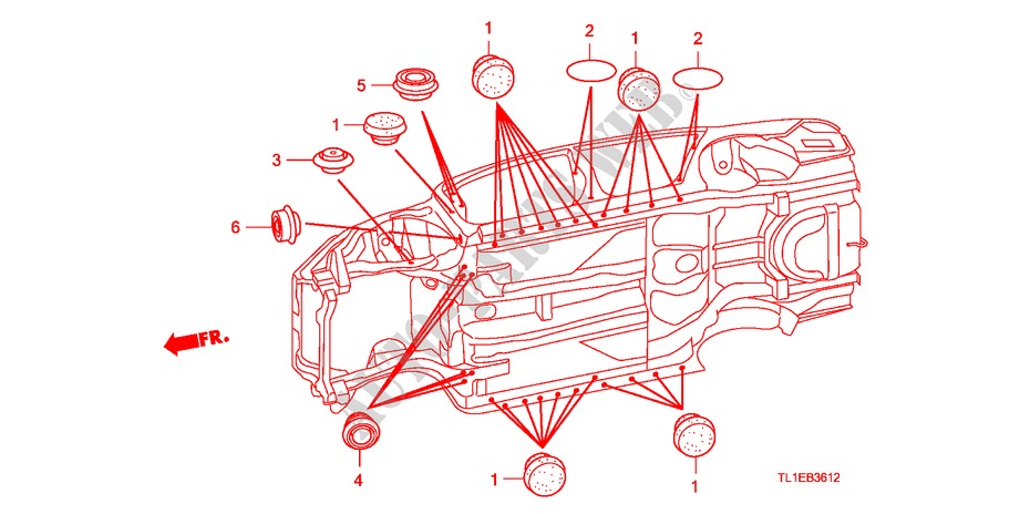 GUMMITUELLE(UNTEN) für Honda ACCORD 2.0 COMFOT 4 Türen 6 gang-Schaltgetriebe 2011
