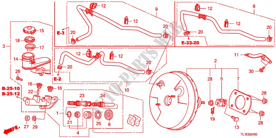 HAUPTBREMSZYLINDER/MASTER POWER(LH) für Honda ACCORD 2.0 ELEGANCE 4 Türen 5 gang automatikgetriebe 2010