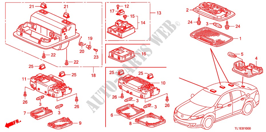 INNENLEUCHTE(1) für Honda ACCORD 2.0 COMFOT 4 Türen 6 gang-Schaltgetriebe 2011