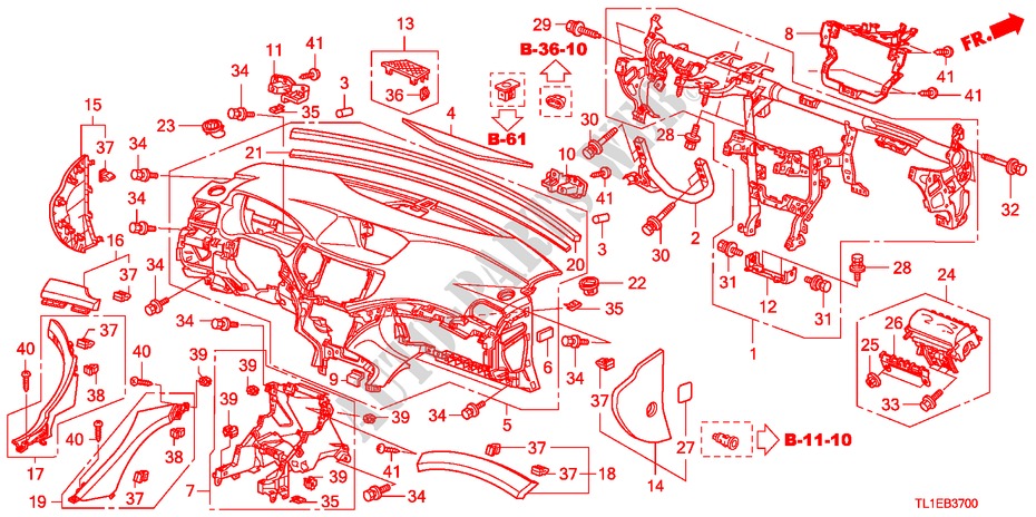 INSTRUMENTENBRETT(LH) für Honda ACCORD 2.0 COMFOT 4 Türen 6 gang-Schaltgetriebe 2011