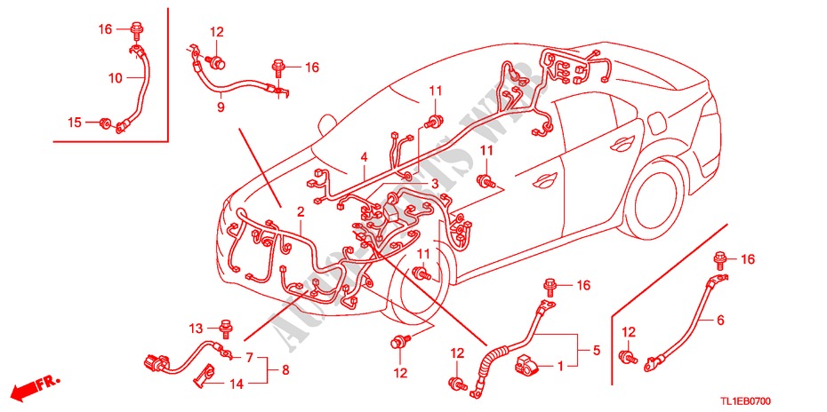 KABELBAUM(1)(LH) für Honda ACCORD 2.0 ELEGANCE 4 Türen 5 gang automatikgetriebe 2011