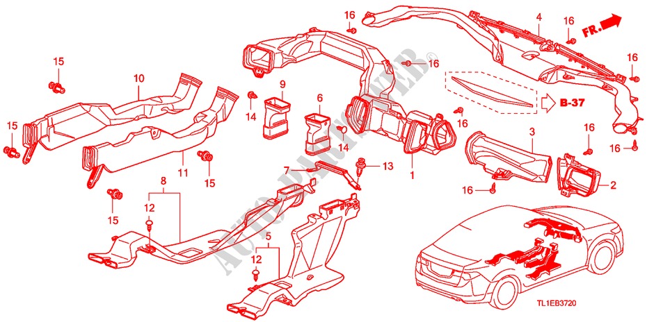 KANAL(LH) für Honda ACCORD 2.0 COMFOT 4 Türen 6 gang-Schaltgetriebe 2011