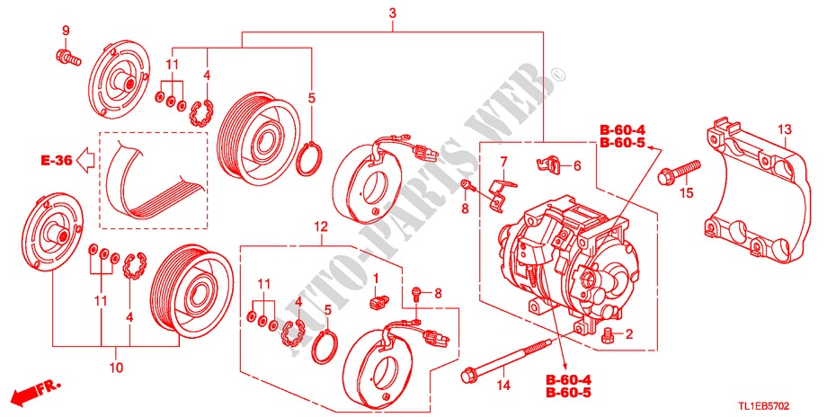 KLIMAANLAGE(KOMPRESSOR)(DIESEL) für Honda ACCORD 2.2 EX 4 Türen 5 gang automatikgetriebe 2010