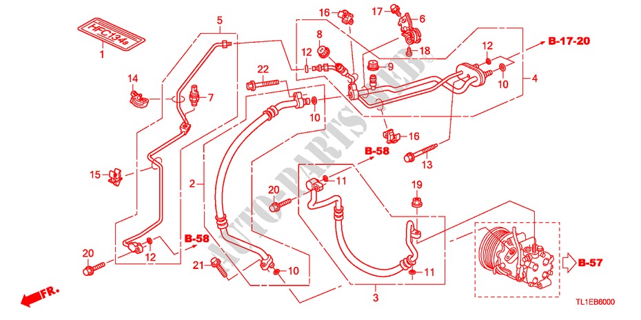 KLIMAANLAGE(SCHLAEUCHE/LEITUNGEN)(2.0L)(LH) für Honda ACCORD 2.0 ELEGANCE 4 Türen 5 gang automatikgetriebe 2010