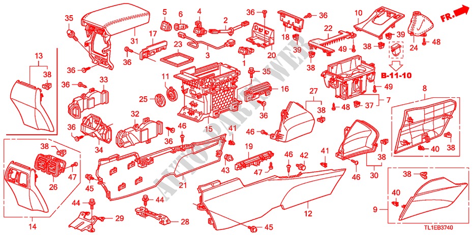 KONSOLE(LH) für Honda ACCORD 2.0 COMFOT 4 Türen 6 gang-Schaltgetriebe 2011