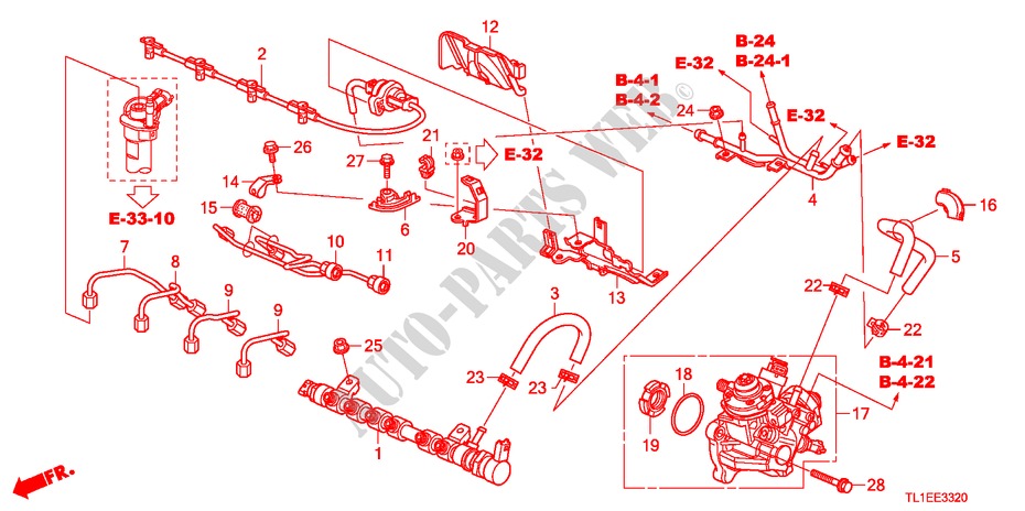 KRAFTSTOFF, SCHIENE/HOCHDRUCKPUMPE(DIESEL) für Honda ACCORD 2.2 ELEGANCE 4 Türen 5 gang automatikgetriebe 2010