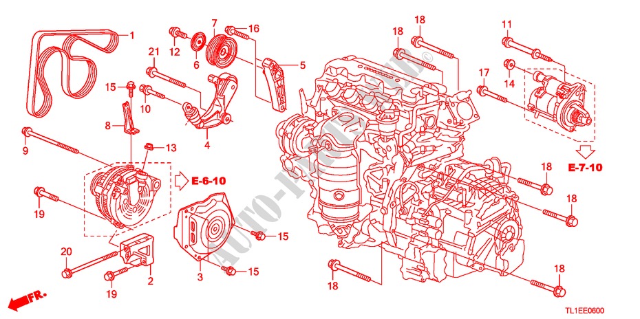 LICHTMASCHINENHALTERUNG/SPANNVORRICHTUNG(2.0L) für Honda ACCORD 2.0 ELEGANCE 4 Türen 5 gang automatikgetriebe 2010