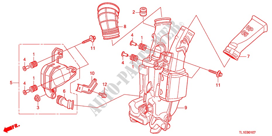 LUFTANSAUGROHR(DIESEL) für Honda ACCORD 2.2 EXECUTIVE 4 Türen 5 gang automatikgetriebe 2011
