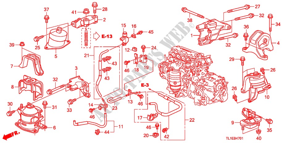 MOTORBEFESTIGUNGEN(2.0L)(AT) für Honda ACCORD 2.0 ELEGANCE 4 Türen 5 gang automatikgetriebe 2010