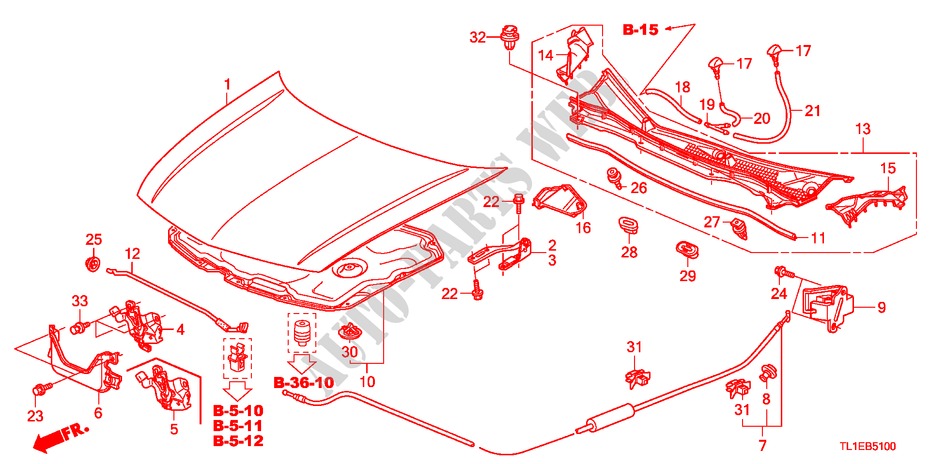 MOTORHAUBE(LH) für Honda ACCORD 2.2 ELEGANCE 4 Türen 5 gang automatikgetriebe 2010