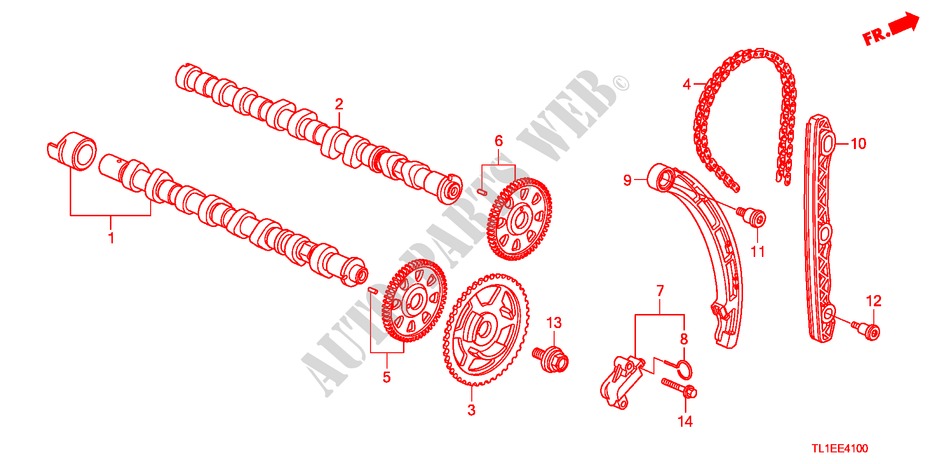 NOCKENWELLE/NOCKENWELLENKETTE(DIESEL) für Honda ACCORD 2.2 S-H 4 Türen 6 gang-Schaltgetriebe 2010