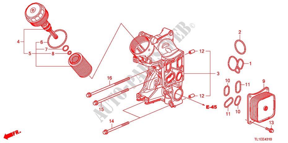 OELFILTERGEHAEUSE(DIESEL) für Honda ACCORD 2.2 ELEGANCE 4 Türen 5 gang automatikgetriebe 2010