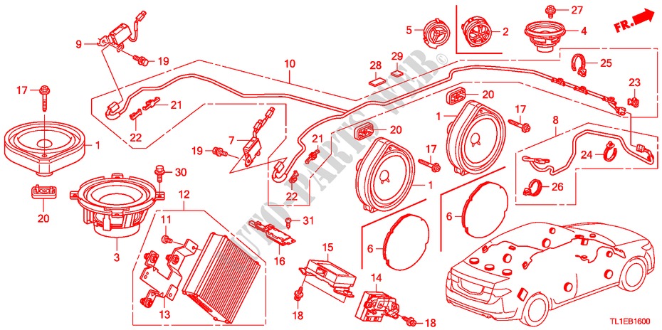 RADIOANTENNE/LAUTSPRECHER(LH) für Honda ACCORD 2.4 EXECUTIVE 4 Türen 6 gang-Schaltgetriebe 2011