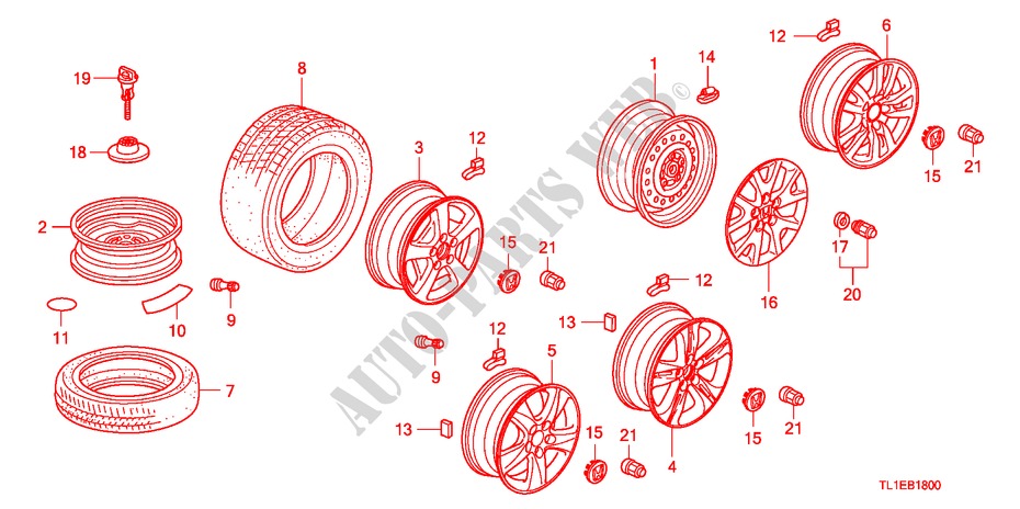 REIFEN/RADSCHEIBEN für Honda ACCORD 2.0 COMFOT 4 Türen 6 gang-Schaltgetriebe 2011