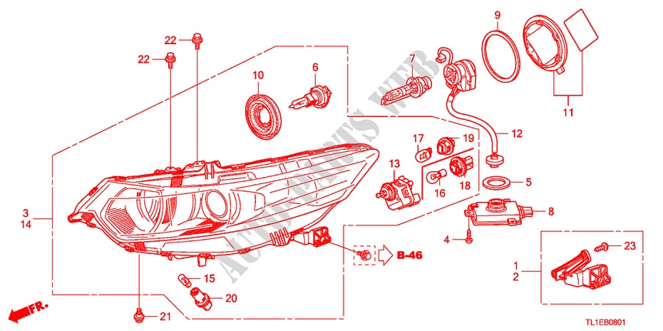 SCHEINWERFER(HID) für Honda ACCORD 2.0 ELEGANCE 4 Türen 5 gang automatikgetriebe 2010