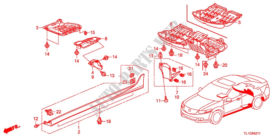 SEITENSCHWELLER ZIERLEISTE/GEHAEUSEUNTERTEIL für Honda ACCORD 2.0 ES 4 Türen 5 gang automatikgetriebe 2011