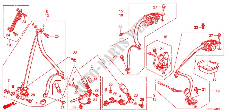 SITZGURTE für Honda ACCORD 2.0 ES 4 Türen 6 gang-Schaltgetriebe 2010