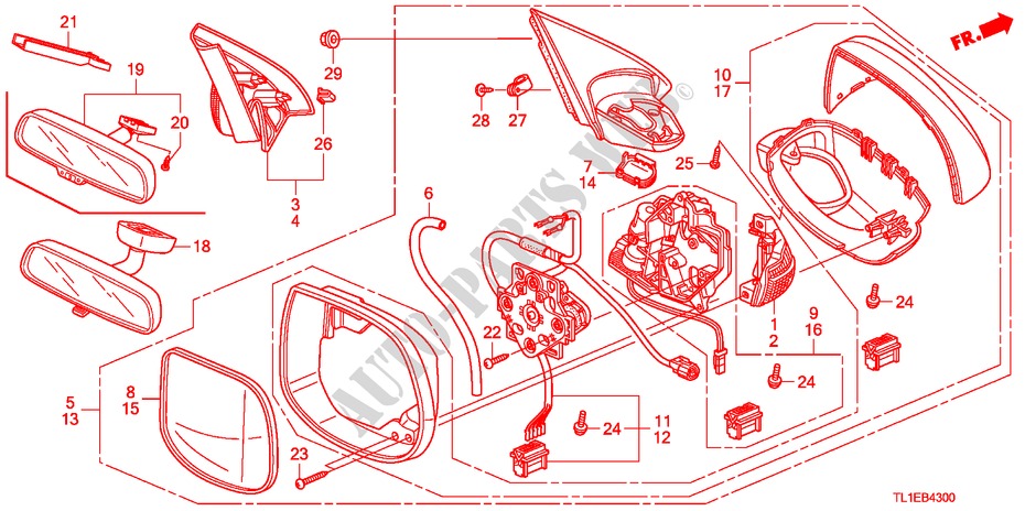 SPIEGEL für Honda ACCORD 2.2 TYPE S-H 4 Türen 6 gang-Schaltgetriebe 2011