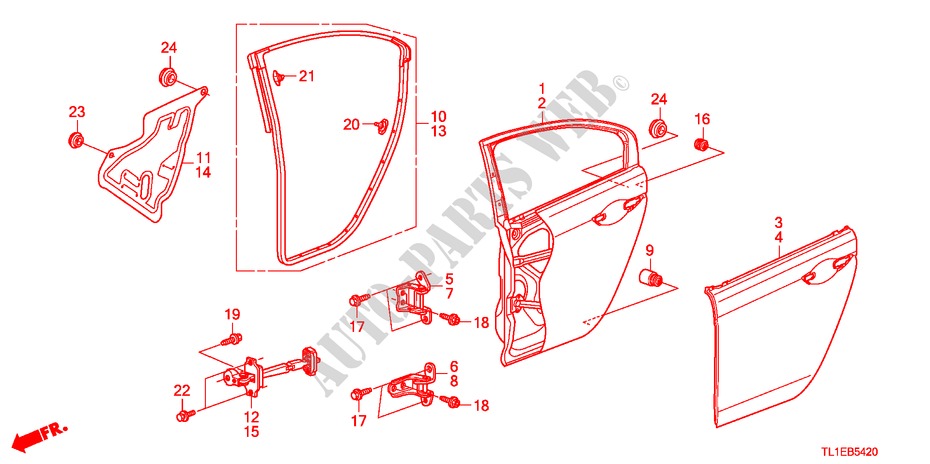 TUERBLECHE, HINTEN für Honda ACCORD 2.0 COMFOT 4 Türen 6 gang-Schaltgetriebe 2011