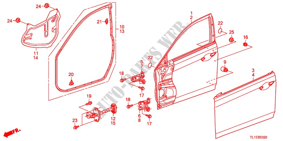 TUERTAFELN, VORNE für Honda ACCORD 2.0 COMFOT 4 Türen 6 gang-Schaltgetriebe 2011