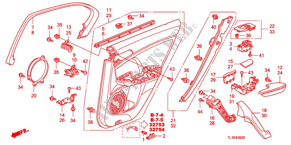 TUERVERKLEIDUNG, HINTEN für Honda ACCORD 2.4 TYPE S 4 Türen 5 gang automatikgetriebe 2010