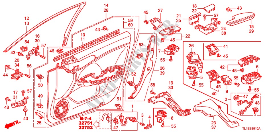 TUERVERKLEIDUNG, VORNE(LH) für Honda ACCORD 2.0 COMFOT 4 Türen 6 gang-Schaltgetriebe 2011