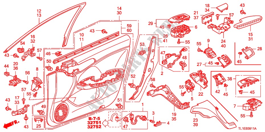 TUERVERKLEIDUNG, VORNE(RH) für Honda ACCORD 2.0 SE 4 Türen 5 gang automatikgetriebe 2010