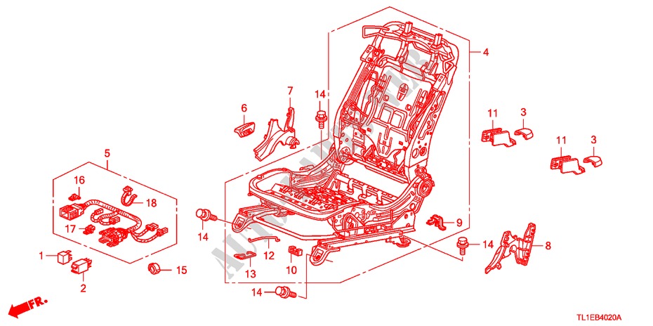 VORNE SITZKOMPONENTEN(R.)(MANUELLE SCHALTUNG,SITZ) für Honda ACCORD 2.0 COMFOT 4 Türen 6 gang-Schaltgetriebe 2011