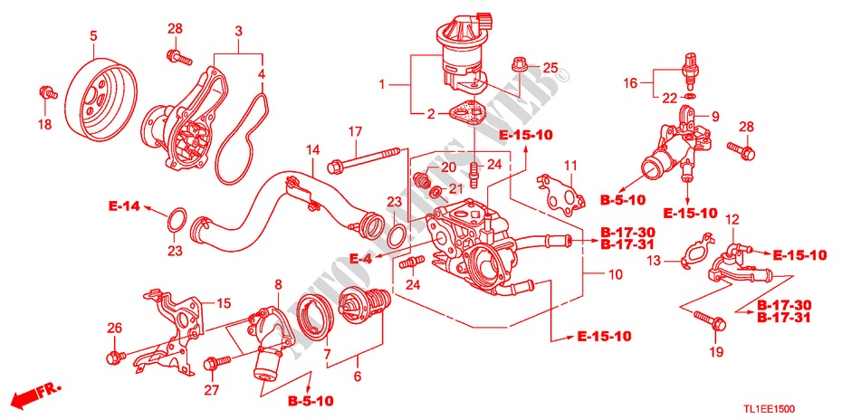 WASSERPUMPE(2.0L) für Honda ACCORD 2.0 COMFOT 4 Türen 6 gang-Schaltgetriebe 2011