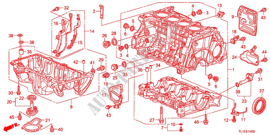 ZYLINDERBLOCK/OELWANNE(2.0L) für Honda ACCORD 2.0 COMFOT 4 Türen 6 gang-Schaltgetriebe 2011