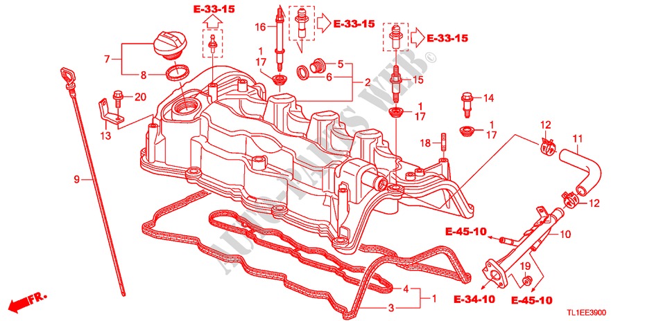 ZYLINDERKOPFDECKEL(DIESEL) für Honda ACCORD 2.2 TYPE S-H 4 Türen 6 gang-Schaltgetriebe 2011