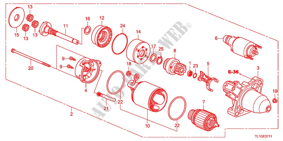 ANLASSER(DENSO)(DIESEL)(AT) für Honda ACCORD 2.2 ES 4 Türen 5 gang automatikgetriebe 2012