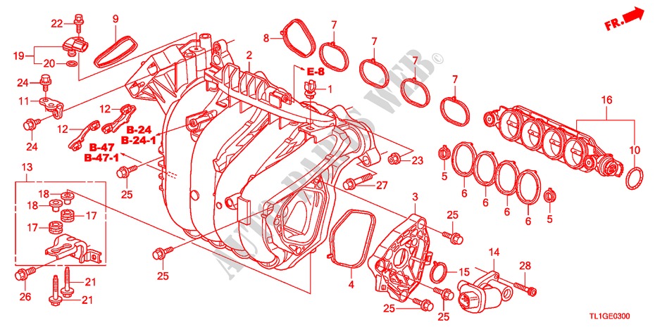 ANSAUGKRUEMMER(2.0L) für Honda ACCORD 2.0 S 4 Türen 5 gang automatikgetriebe 2012