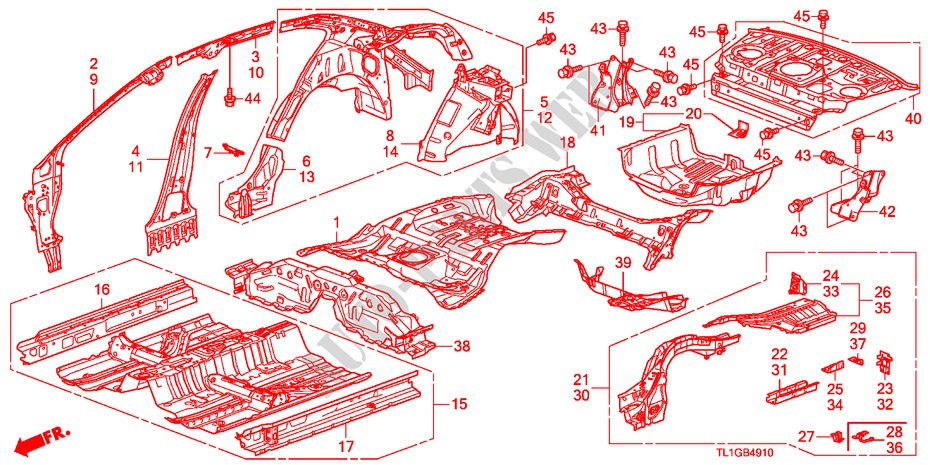 BODEN/INNENBLECHE für Honda ACCORD 2.4 TYPE S 4 Türen 6 gang-Schaltgetriebe 2012