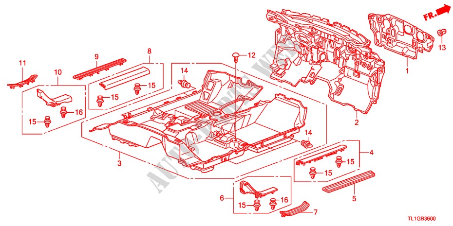 BODENMATTE für Honda ACCORD 2.2 S 4 Türen 6 gang-Schaltgetriebe 2012