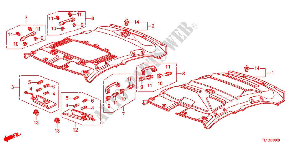 DACHVERKLEIDUNG für Honda ACCORD 2.2 S 4 Türen 6 gang-Schaltgetriebe 2012