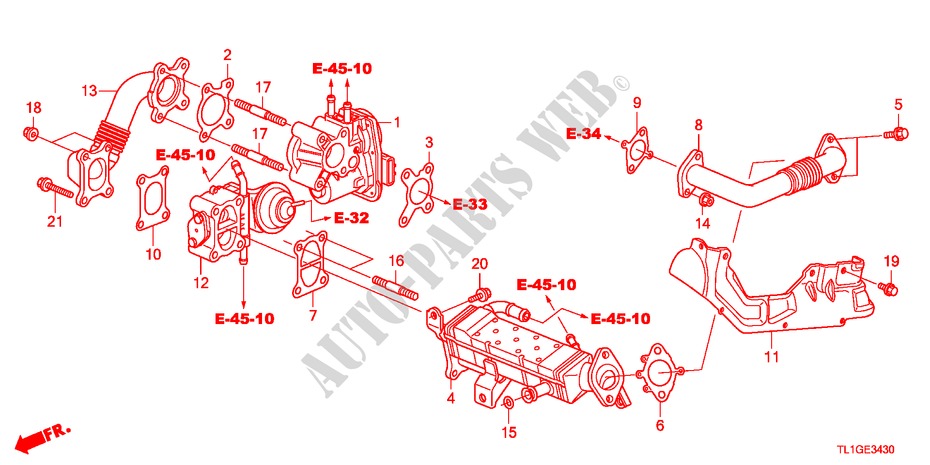 EGR STEUERVENTIL(DIESEL) für Honda ACCORD 2.2 S 4 Türen 6 gang-Schaltgetriebe 2012