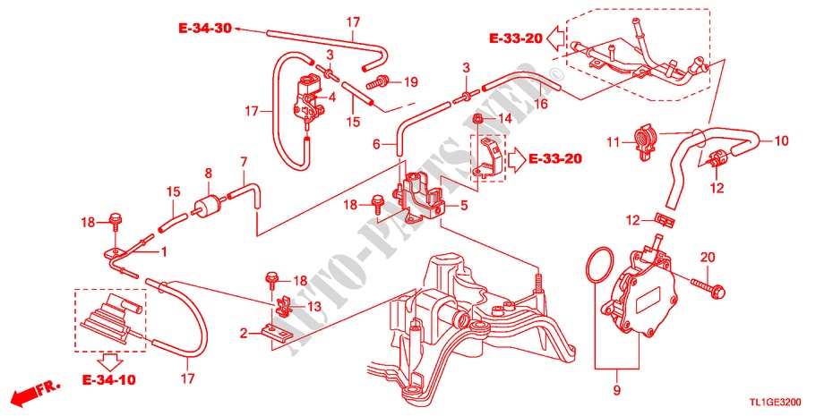 EINBAULEITUNG/UNTERDRUCKPUMPE(DIESEL) für Honda ACCORD 2.2 S 4 Türen 6 gang-Schaltgetriebe 2012