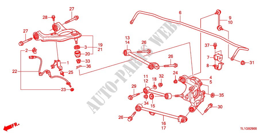 GELENK, HINTEN für Honda ACCORD 2.2 S 4 Türen 6 gang-Schaltgetriebe 2012