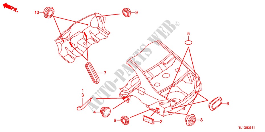 GUMMITUELLE(HINTEN) für Honda ACCORD 2.2 S 4 Türen 6 gang-Schaltgetriebe 2012