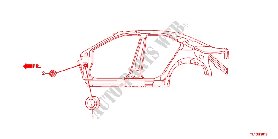 GUMMITUELLE(SEITEN) für Honda ACCORD 2.2 S 4 Türen 6 gang-Schaltgetriebe 2012