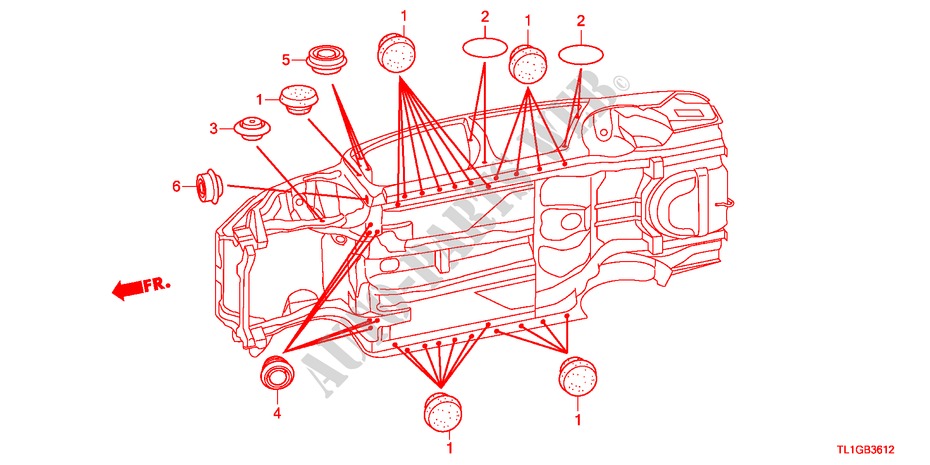 GUMMITUELLE(UNTEN) für Honda ACCORD 2.2 S 4 Türen 6 gang-Schaltgetriebe 2012