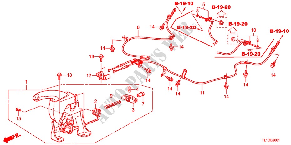 HANDBREMSE(RH) für Honda ACCORD 2.2 S 4 Türen 6 gang-Schaltgetriebe 2012
